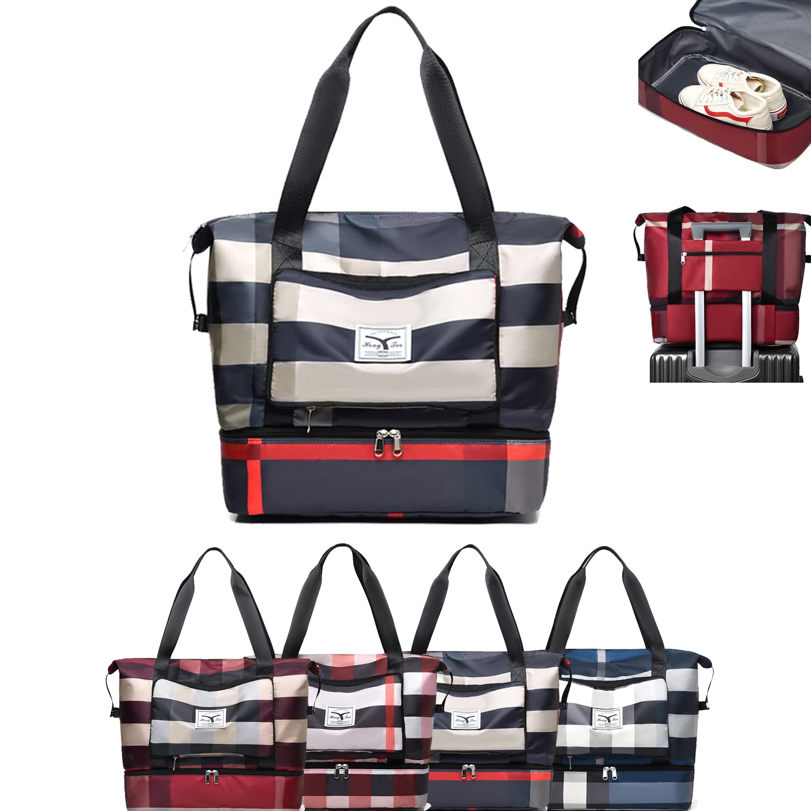 Alkyne Knowledee Foldable Wet/Dry Travel Bag,Foldable Dry/Wet Separation Travel Bag Expandable,Light