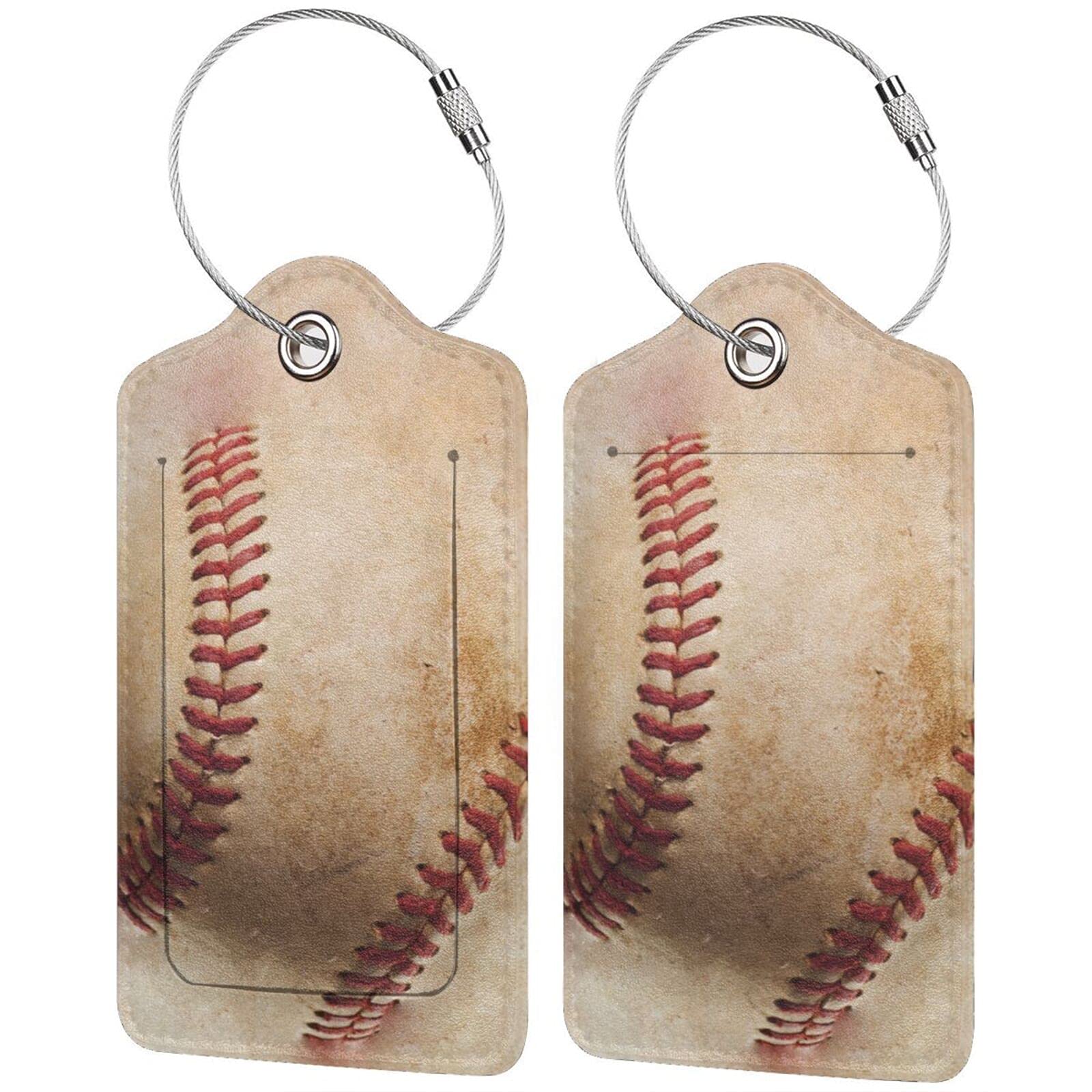 BLUBLU 2 Pack PU Leahter Luggage Tag with Stainless Steel Loop, Funny Travel Suitcase Labels with Privacy Cover ID Label Quickly Spot for Bags &