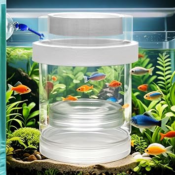 Floating & Mountable Breeding Box Safe Fry Nursery, Fish Isolation Tank 3.38x3.38x5.4 1 Set