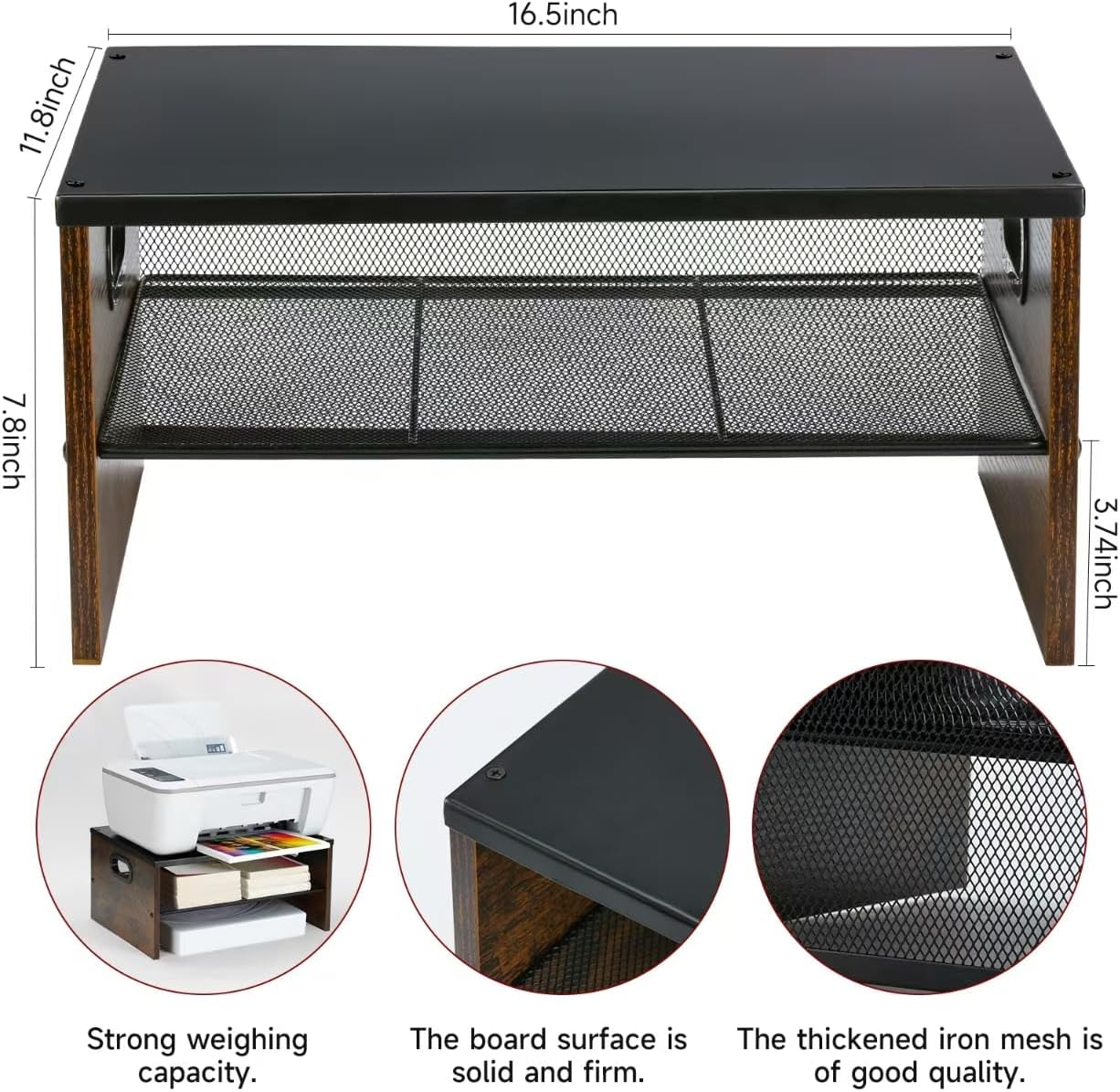 2 Tier Desktop Printer Stand,Multi-Purpose Desk Organizer for Folders,Books,for Fax Machine, Scanner,Home Office