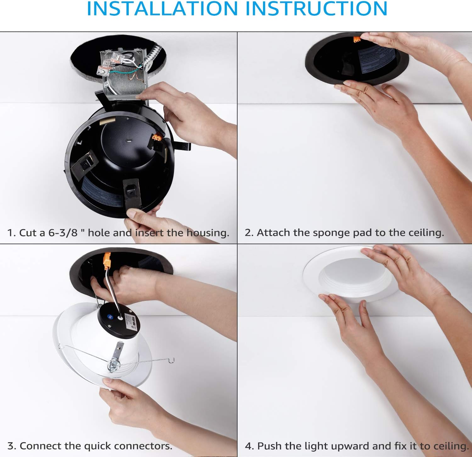 TORCHSTAR 6 Inch Remodel Recessed Housing(15W Recessed Downlights as Gifts), Can Lights for Ceiling, Air Tight Ceiling Can, 120V, 5000K, ETL&Energy Star Listed, Wet Location, Pack of 6