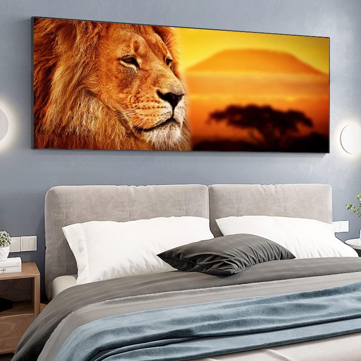 Instarry 5D Diamond Painting Kits Large Size African Lion Crystal Cross Stitch Living Room Decor Craft Kits 59.1x19.7 inch
