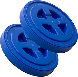 Smart Seal Replacement Lid - 2 Pk, Blue - Easy Screw Top Pail Lid For 3.5,5,6 & 7 Gallon Buckets - Food Grade, Commercial Storage Container, Paint, Brine, Cat & Dog Food, More