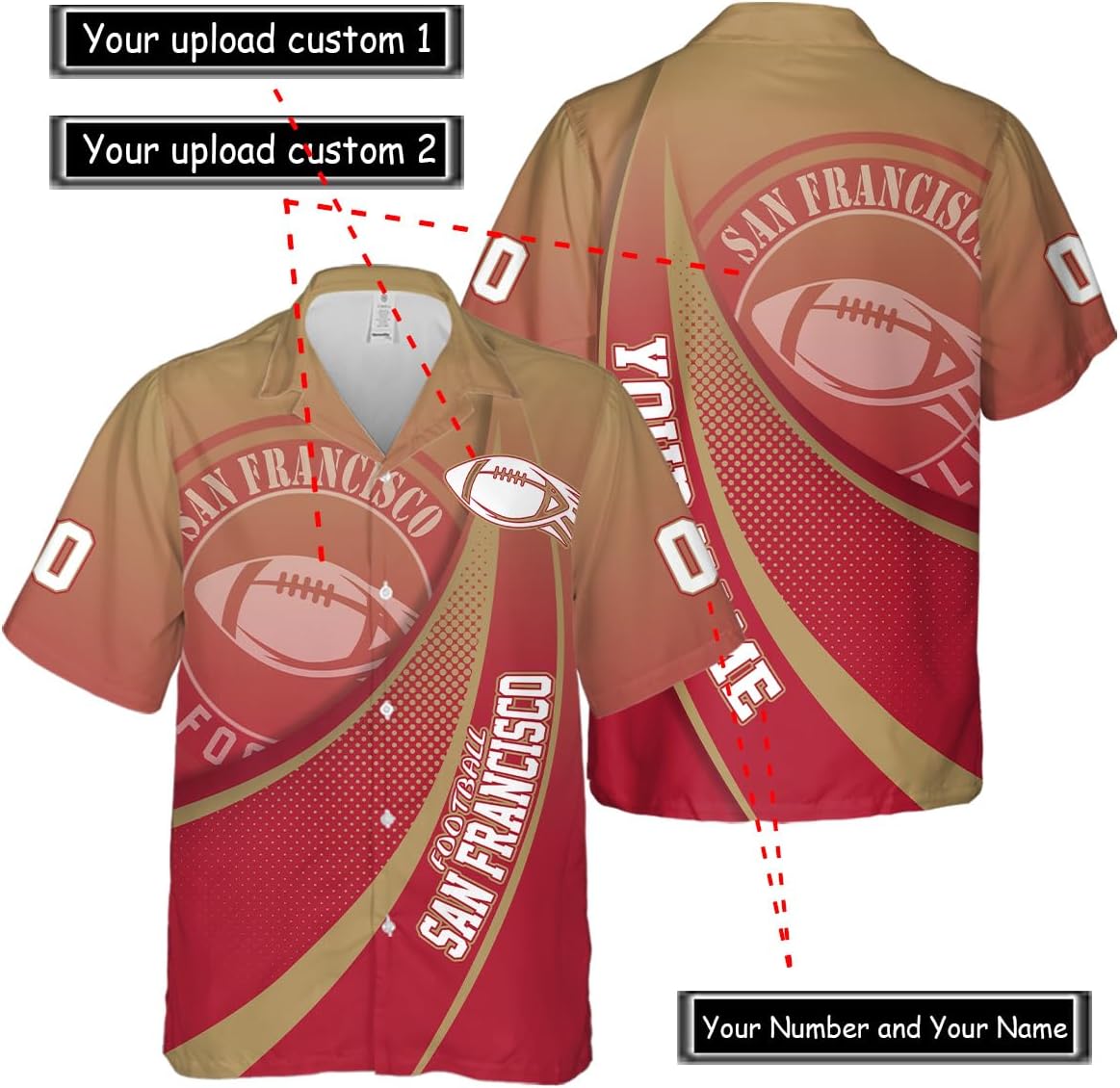 Personalized San Francisco Football Team 49ers Hawaiian Shirts for Men, Gift for Fan