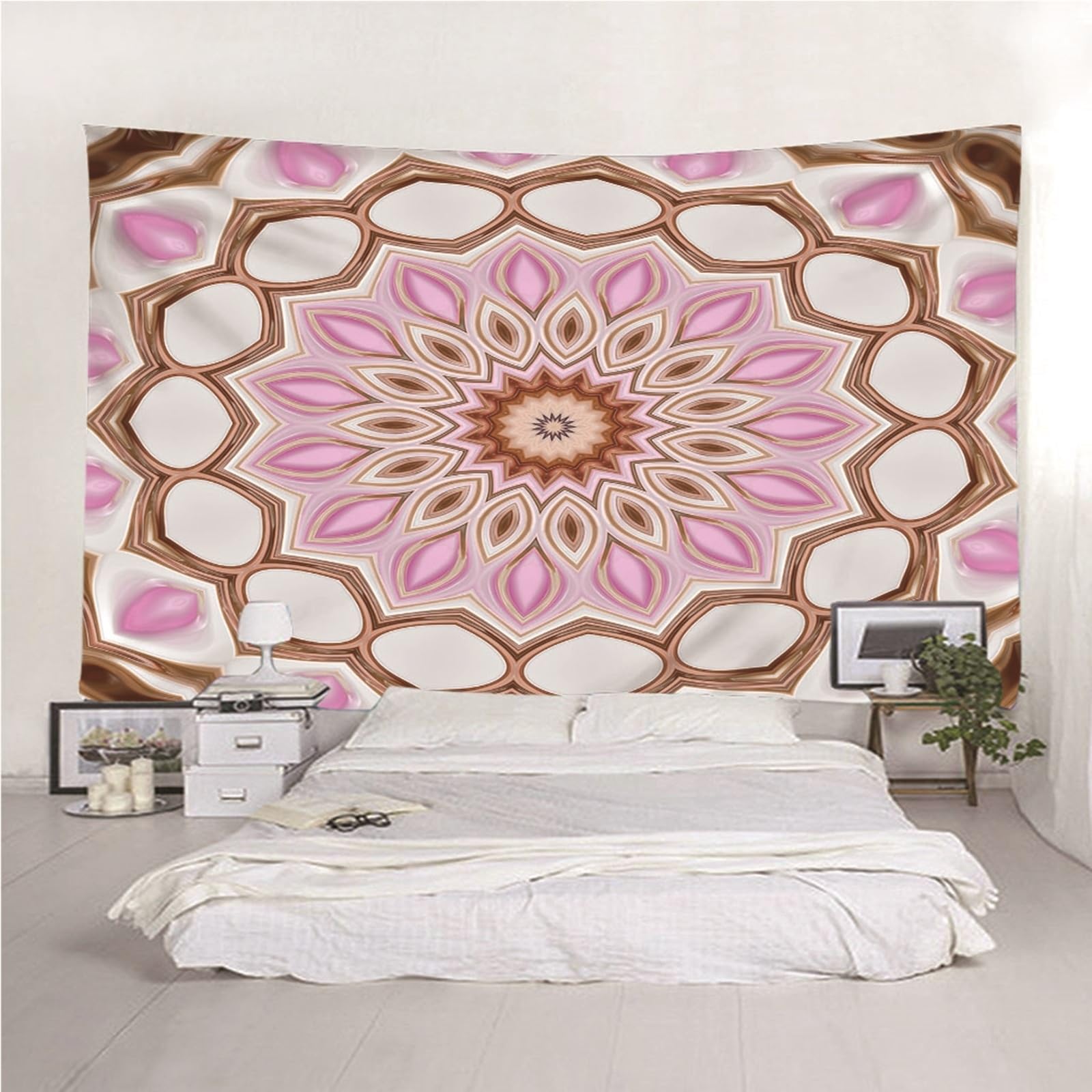Lieson Arazzo Decorativo, Arazzo da Muro 260x240CM Motivo Mandala Tappeto Parete da Appendere Alla Parete Per Decorazione Della Casa, Rosa