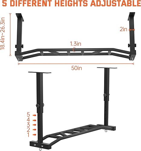 Miniatura 3 de Barra de dominadas de montaje en techo de 48 pulgadas, barra de barbilla de agarre múltiple resistente para garaje, gimnasio en casa y entrenamiento