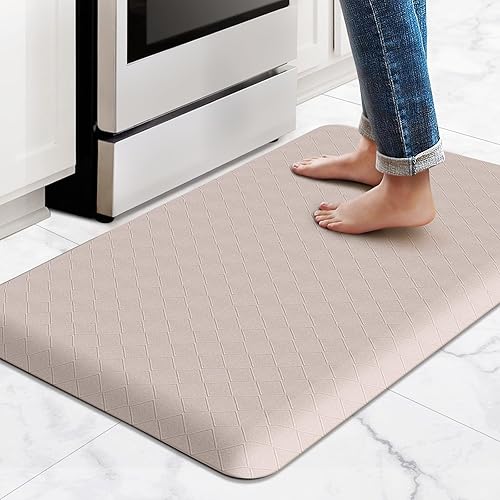 Vista 34 de HappyTrends Tapete de cocina acolchado antifatiga, 17.3 x 60 pulgadas, grueso, impermeable, antideslizante, resistente, ergonómico, cómodo