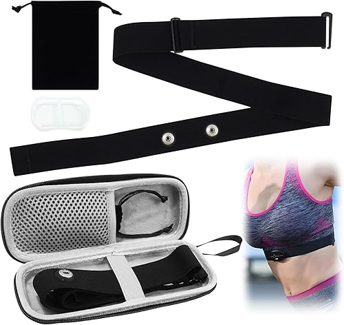 Heart Rate Monitor Chest Strap Compatible with Polar H10 H9 H7 Wahoo Garmin, Adjustable Waterproof Replacement Band with Crystal Velvet Storage