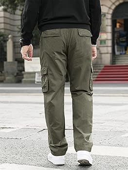 GORGLITTER Men's Straight Leg Cargo Pants Relaxed Fit