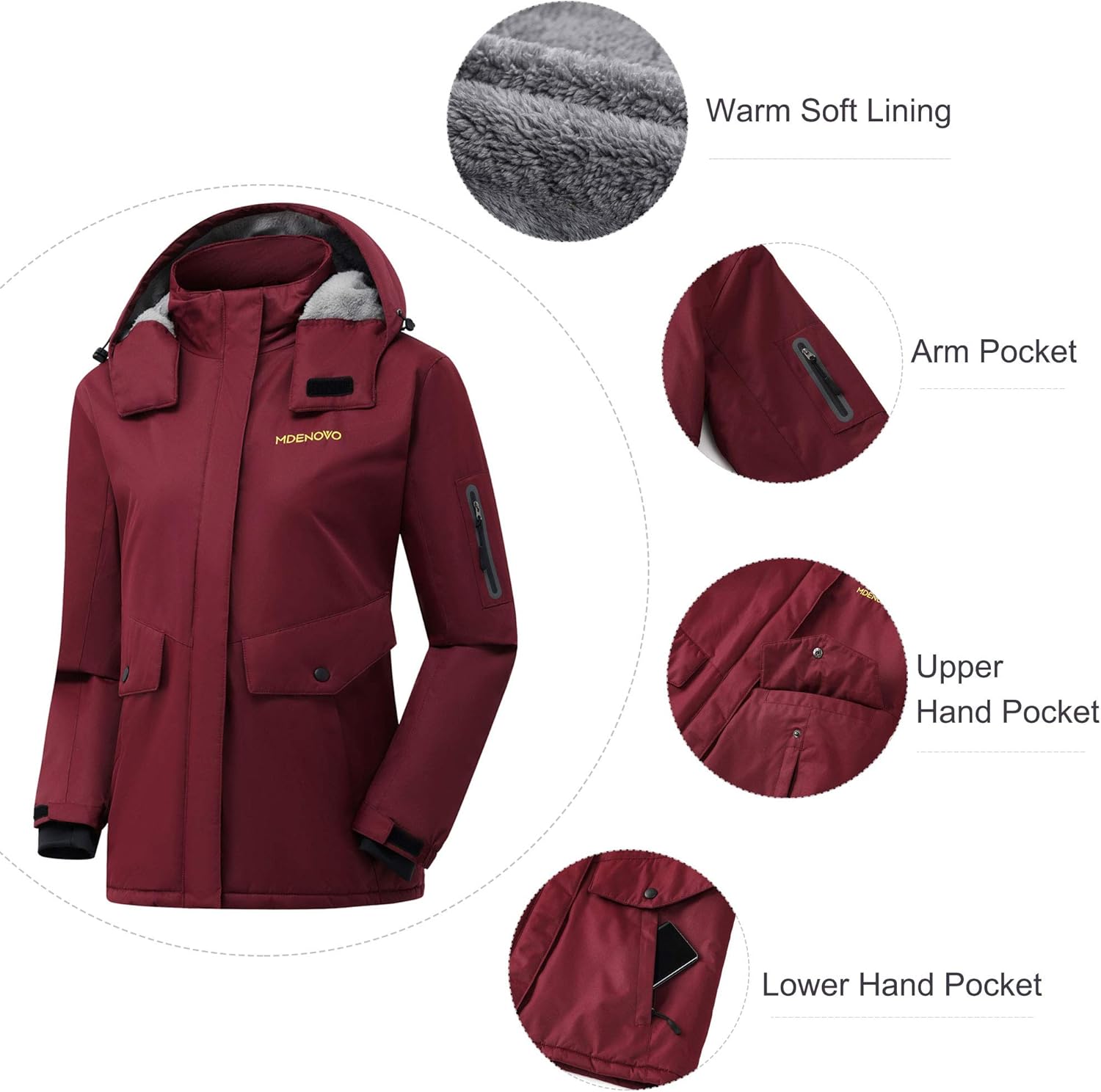 Women's Mountain Ski Jacket Waterproof Fleece Snowboard Winter Rain Coat