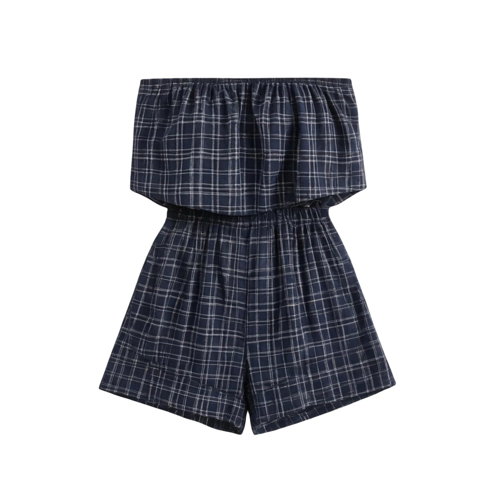 WWricotta Mono de playa informal con estampado bohemio, escote palabra de honor y corte relajado, prenda ligera ideal para el verano, mujer, pantalón corto, bolsillos, amplio y fresco