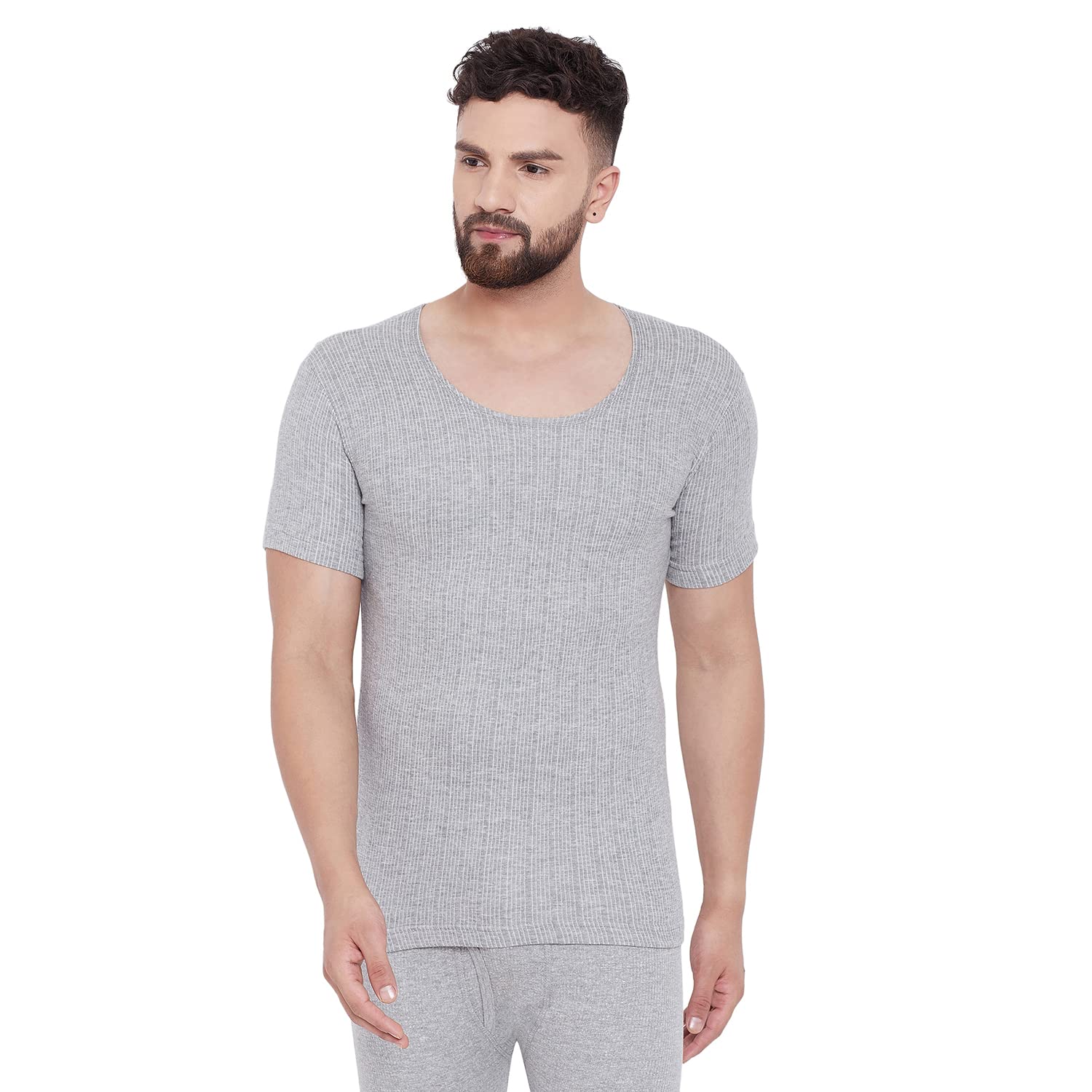 Mens Thermal Round Neck Half Sleeves | Warmth and Comfort for Cold Weather | Winter Base Layer | Offers a Classic Look | Casual wear| Half Sleeves Grey_80Cm-image-34
