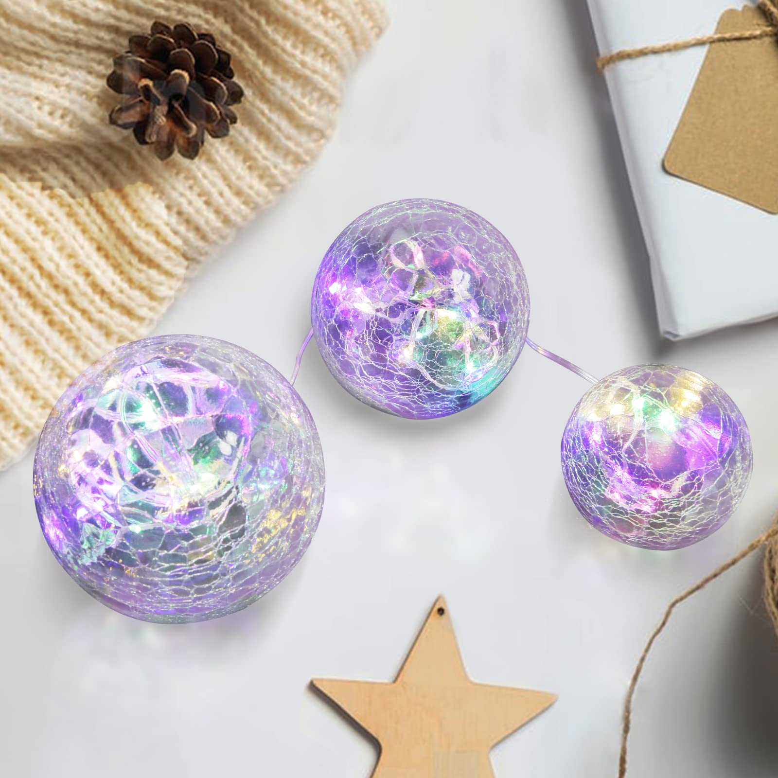 Wenter.S Decoratieve woonkamer LED glazen ballen set van 3 lampen voor decoratie warm wit voor het moderne huis