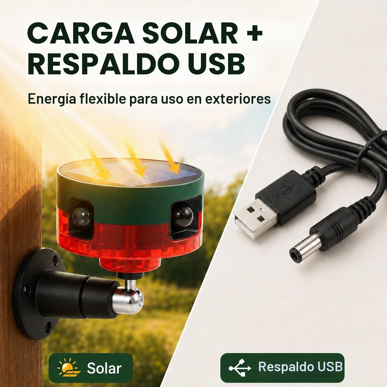 Alarma Solar con Sensor de Movimiento para Exteriores: Detector de Movimiento Mejorado de 360 °, 129 dB, Control Remoto, protección de Seguridad de porches y Dispositivo de Seguridad de