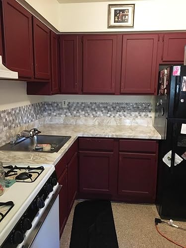 Miniatura 5 de ROSEROSA Papel tapiz autoadhesivo de mármol sintético de PVC, revestimiento de estante superior para encimera, color Aurora (PGS4130: 2.00 pies x