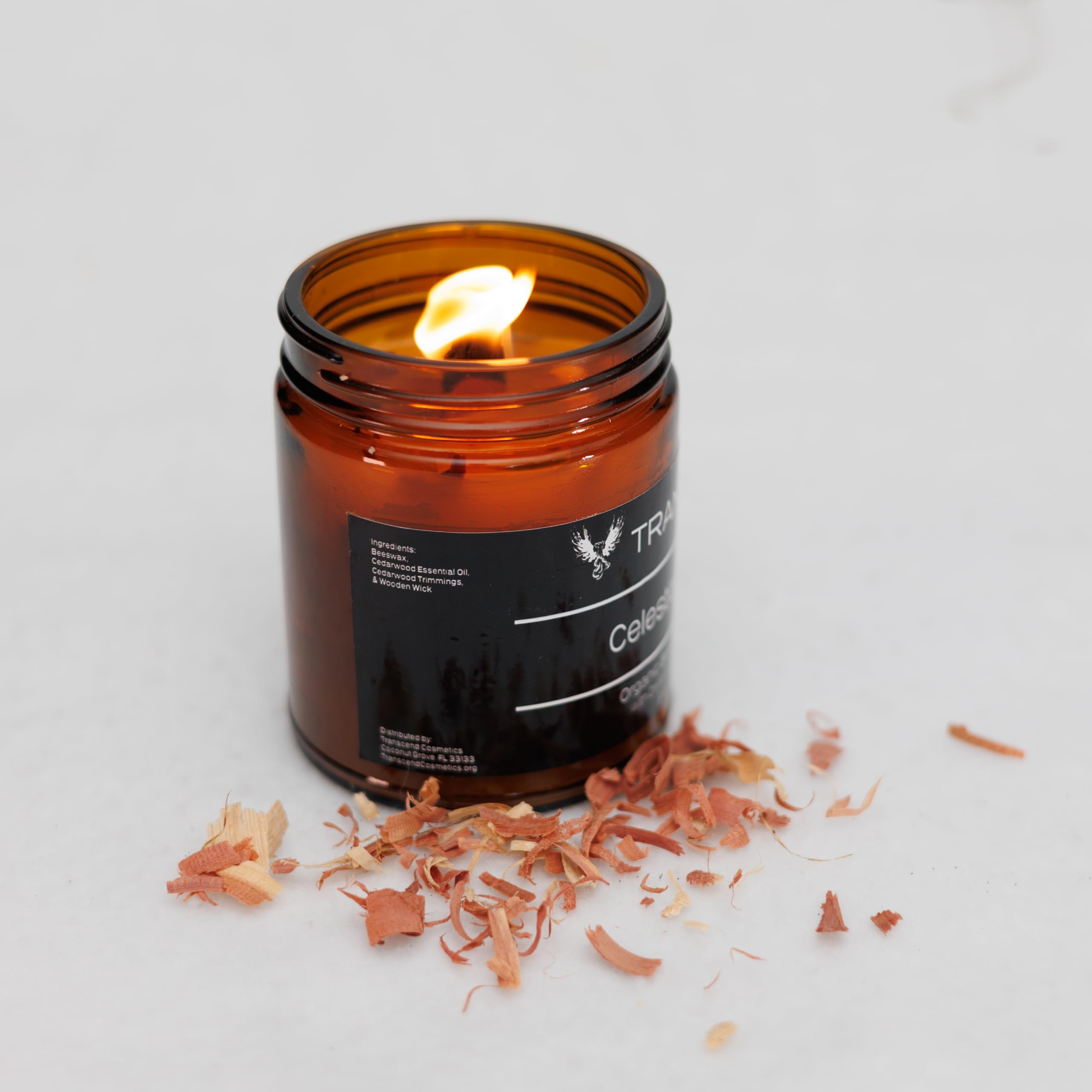 Transcend Cosmetics Celestial Cedarwood Organic Beeswax Candle, Black