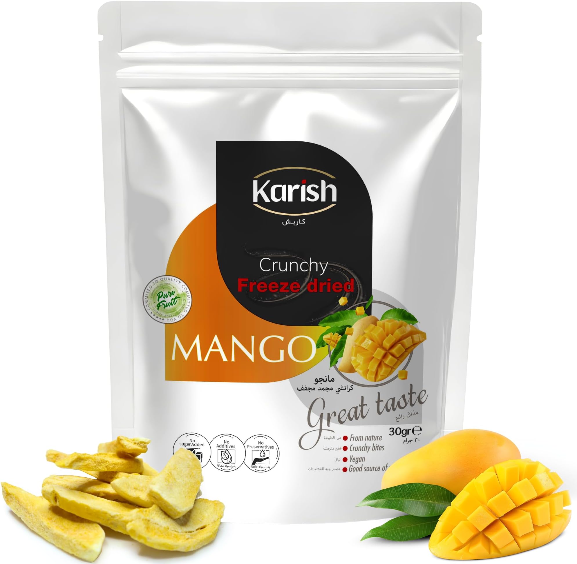 Karish Crunchy Bites Freeze Dried Fruits | Frozen Fruits | Great Go-To Snack (30 g, Mango)