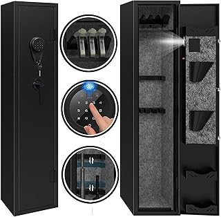 KAER 4-5 Gun Safes for Home Rifle and Pistols,Gun Safes,Shotgun Rifle Safe,Gun Safes for Rifle and Shotguns,Long Gun Cabinets with Fingerprint/Digital Keypad/Removable Shelf for Rifles Safes - KAER