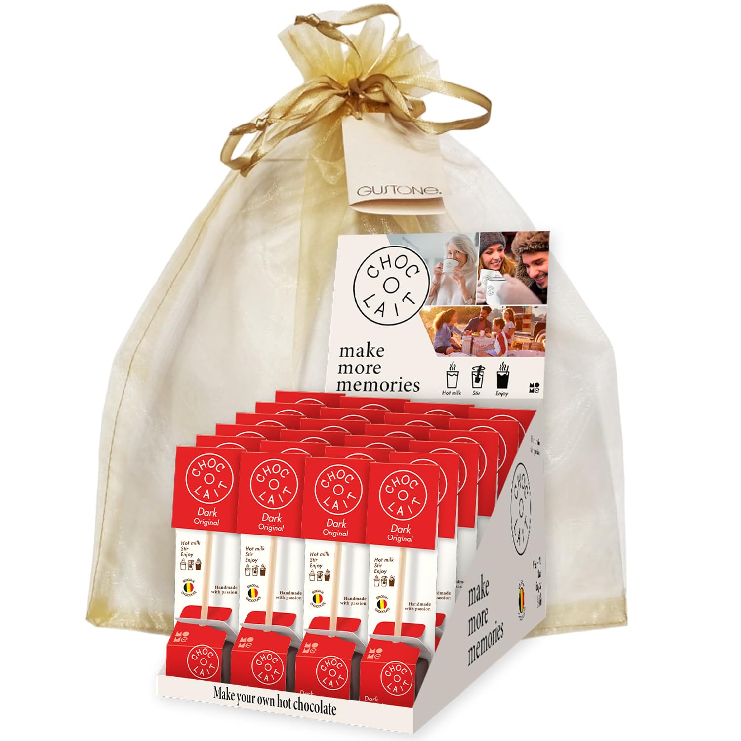 GUSTONE. MoMe Trinkschokolade am Stiel Choc-o-lait Dark 24 Stück