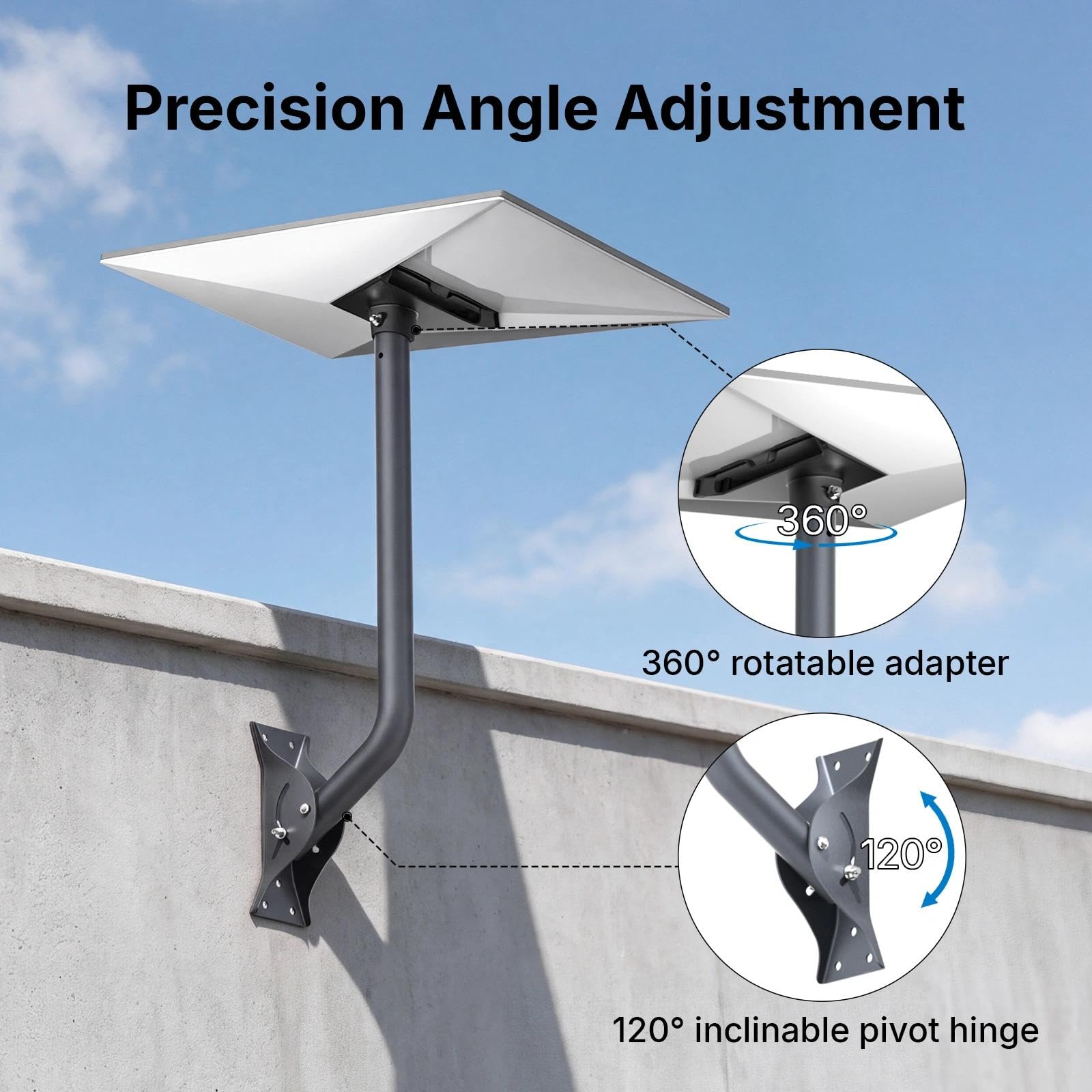 Starlink Gen 3 - Supporto da parete e tetto - Kit di montaggio regolabile da 65 cm, compatibile con Starlink Standard 4/4X/V3, include adattatore per tubi in alluminio