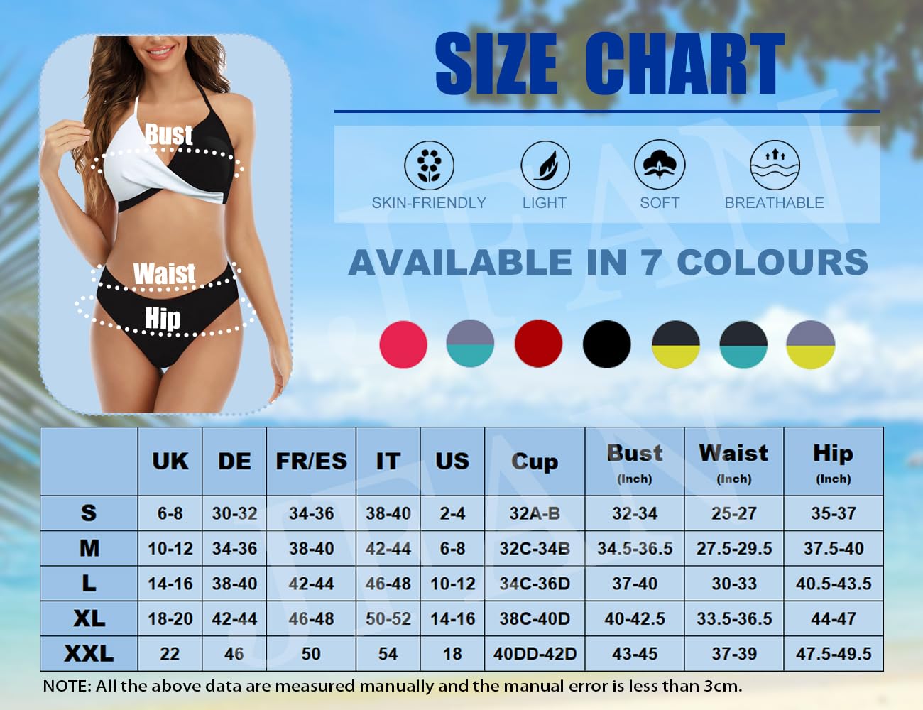 JFAN Donna Costume da Bagno Push Up Imbottito Reggiseno Bikini Donna Due Pezzi Swimwear Abiti da Spiaggia