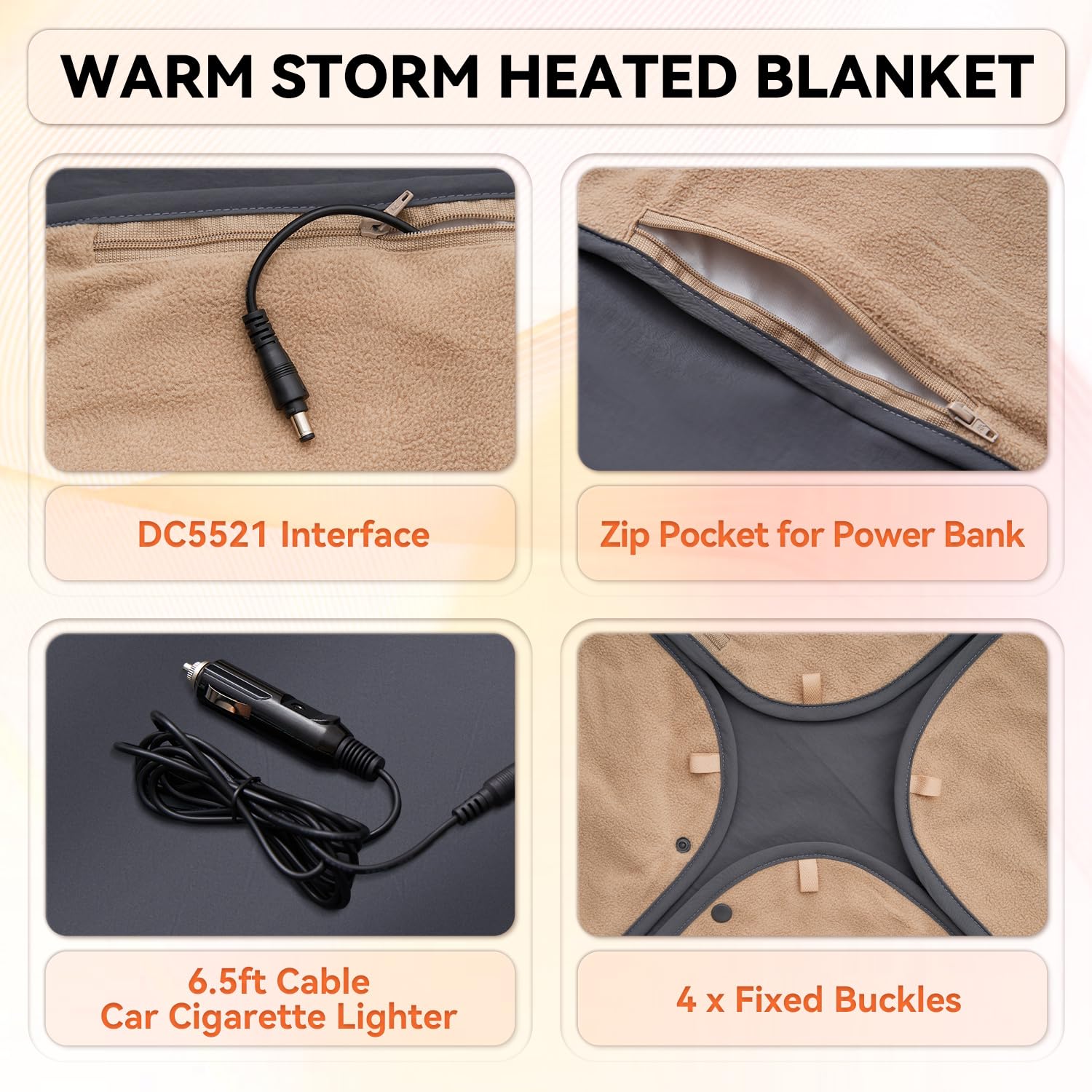 Amazon.com: Warm Storm Battery Operated Heating Blanket Waterproof 12v Electric  Blanket Throw Outdoor 40X 55 Portable Cordless Heating Blanket for Picnic  u0026 Travel(Not Included Power Bank : Home u0026 Kitchen