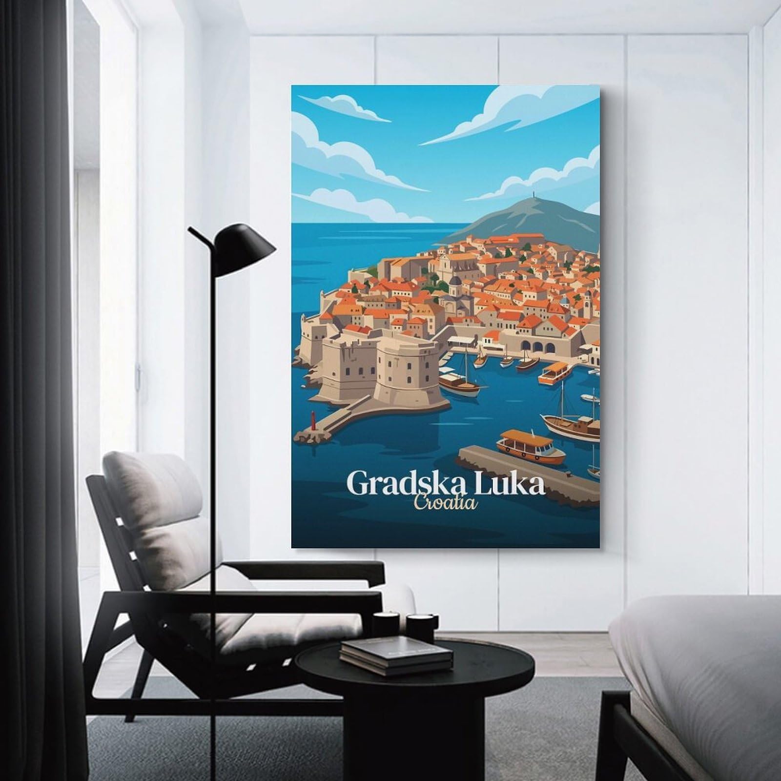 Junmoney Gradska Luka Croatia Travel Canvas Wall Decor 24x36inch(60x90cm), for Lounge, Bedroom Or Personal Spaces, A Wall Art Gift for Fresh Interiors