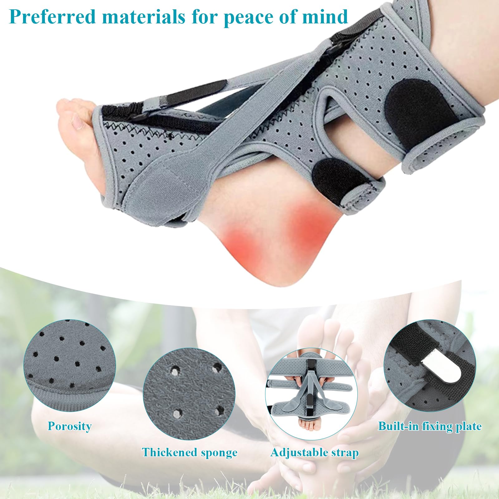 Ferula Nocturna Fascitis Plantar 3 Correas Soporte Ajustables Transpirable Férula Pie Tobillera Con Arqueado Para Tendinitis De Aquiles, Caída Del Pie, Problemas En El Talón Del Tobillo