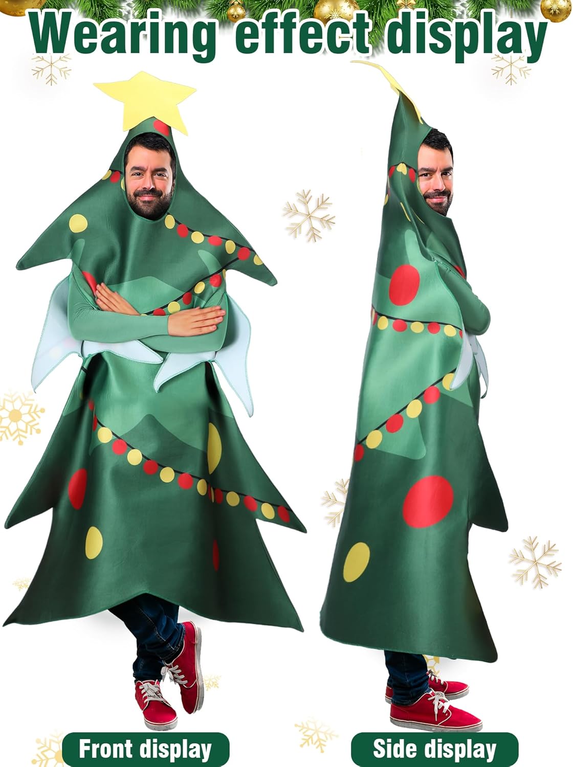 Chuarry Adult Christmas Costume - Men's Gingerbread Man, Snowman, Elf, Nutcracker Xmas Outfit for Party (Green) - Image 3