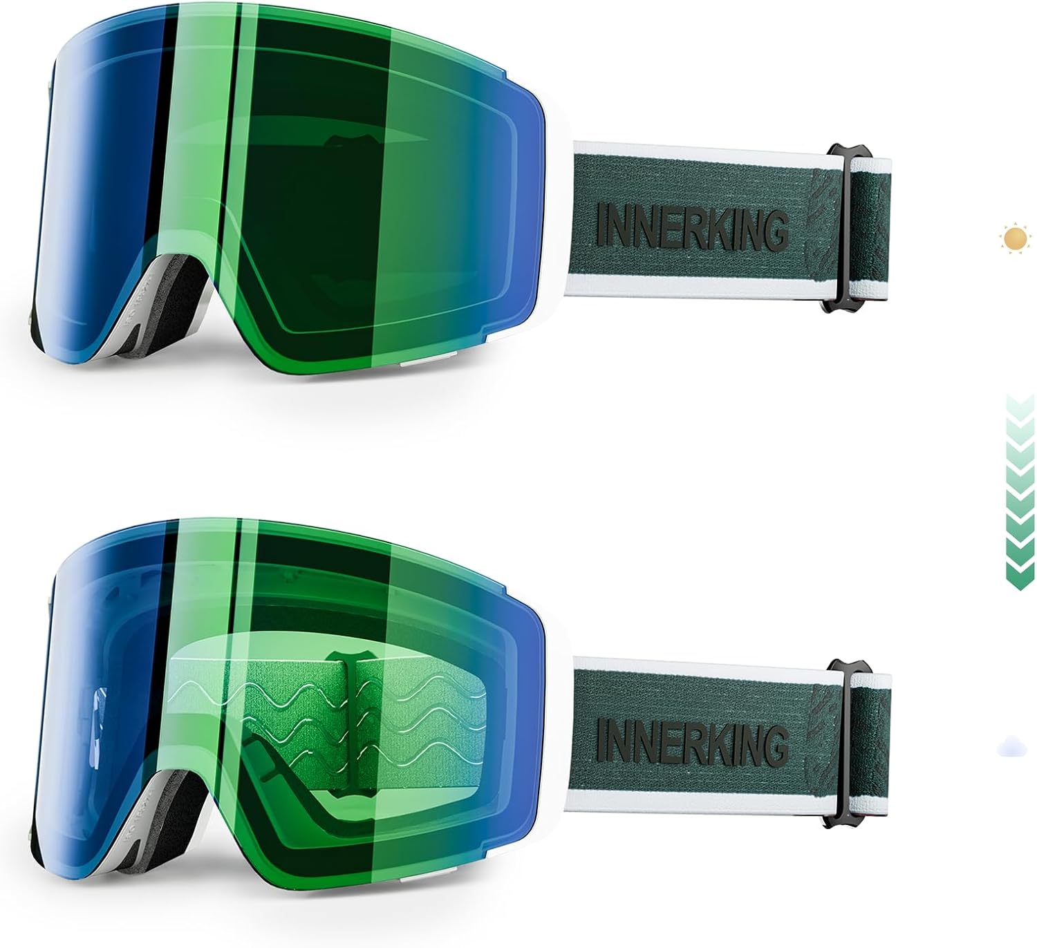 Innerking Photochromic Ski Goggles, Magnetic Flip-Up Snowboard Goggles, OTG Anti-Fog Lens, UV400 Protection Snow Goggles