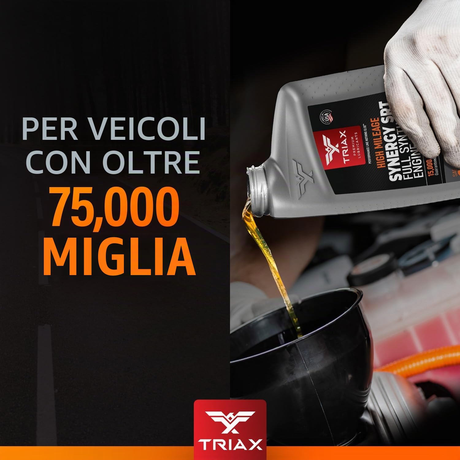 TRIAX Synergy SRT 10W-40 Olio Motore Sintetico Alto Chilometraggio - Per Auto e SUV Benzina - API SN - ILSAC GF-6A - ACEA A3/B4-4,73 L (5 Quarti)
