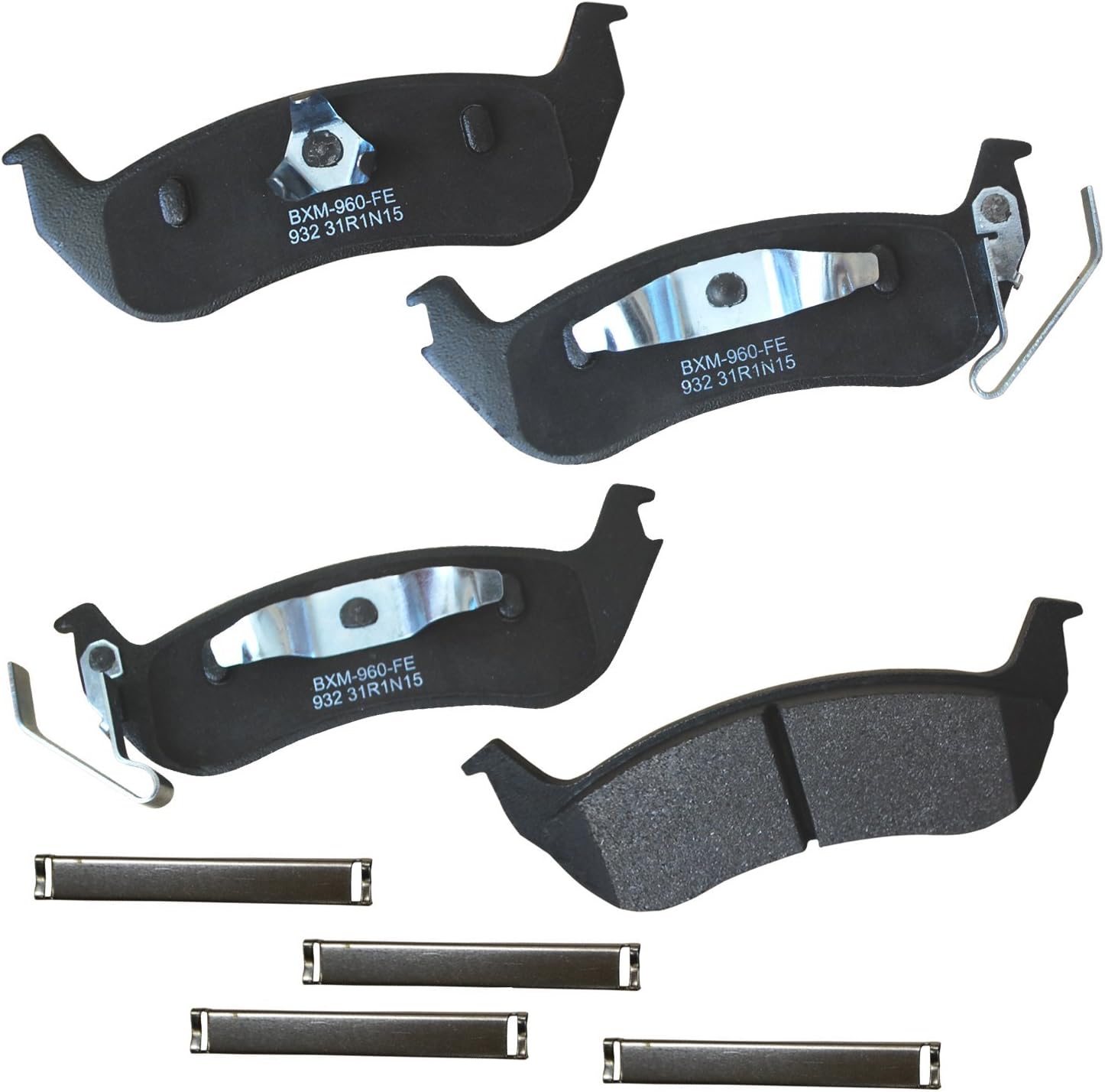 Premium SBM932 Semi-Metallic Rear Brake Pads for Ford Crown Victoria 2011-2003, Grand Marquis 2004-2003, Lincoln Town Car 2011-2003, Mercury Grand Marquis 2011-2003, Marauder 2004-2003