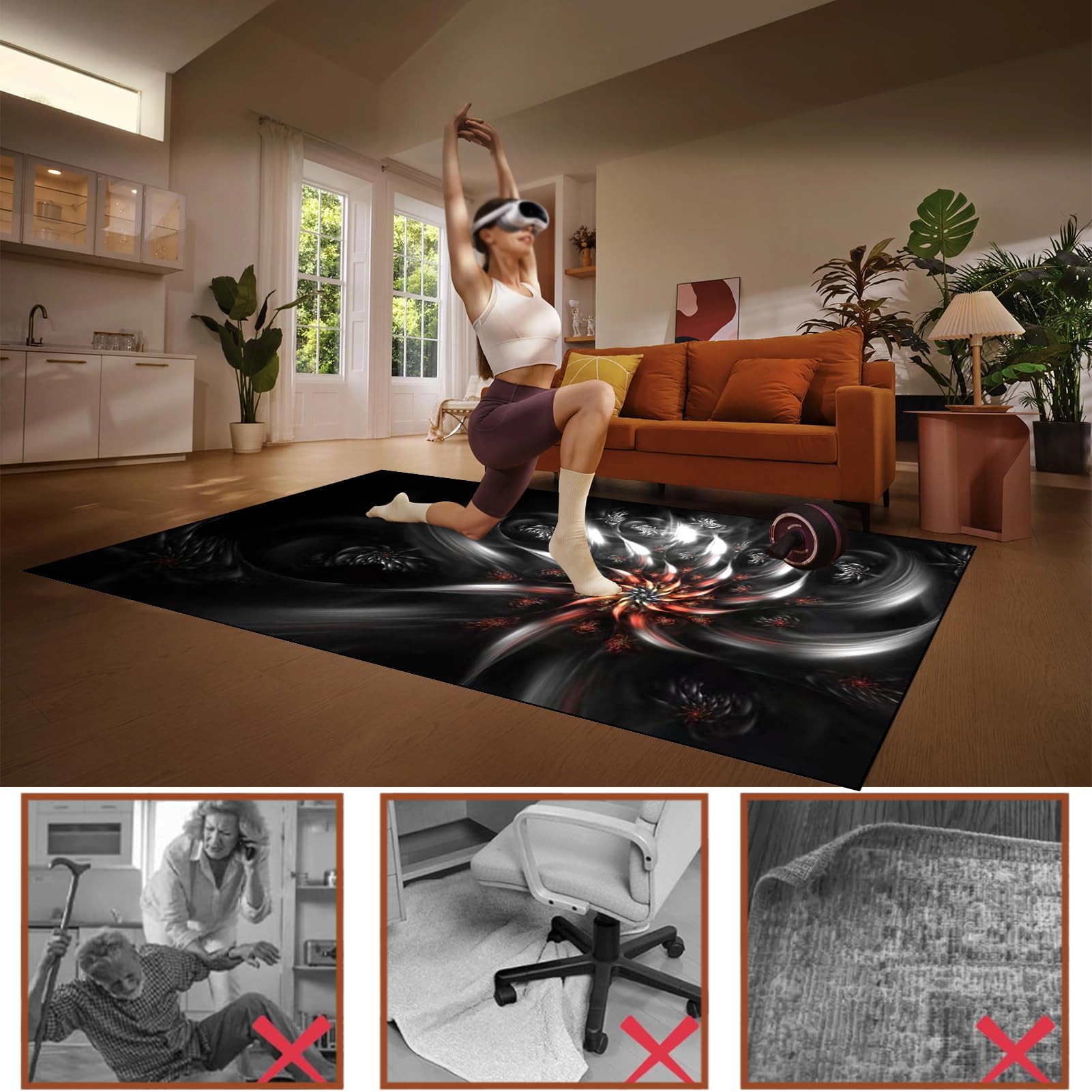Dywan Krzesło Gamingowe, Ochraniacz Podłogi Wózki Inwalidzkie Biuro, Mata Ochronna Na Podłogi, Antypoślizgowa Mata Do Komputera Do Gier Na Podłogę 120 x 160 cm