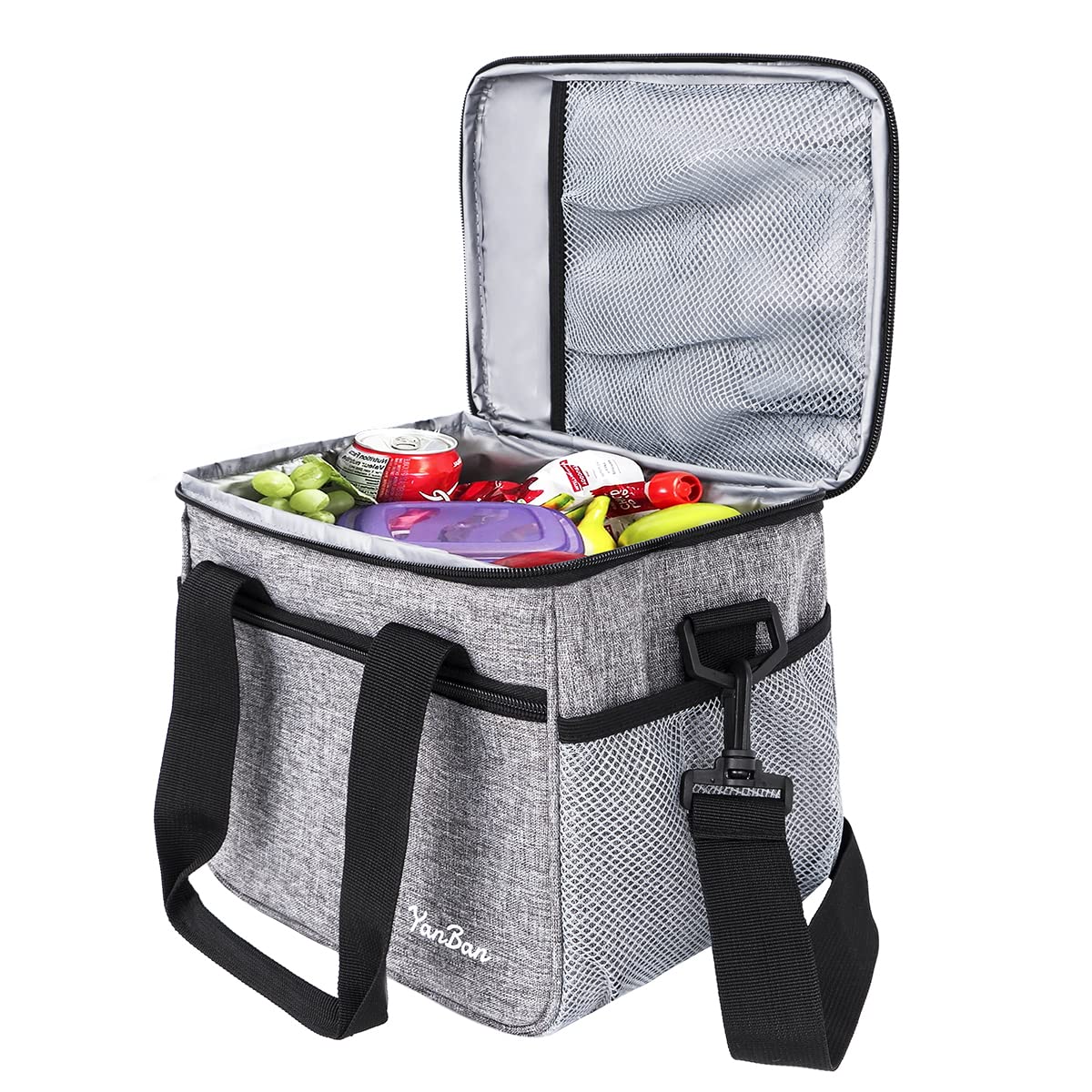 Benfosh 10L Cooler Bag Aislado Cool Bag Paquete de almuerzo Bolsa de picnic para trabajo Playa Picnic Camping, BBQ & Work Cooler Cooling Tote, Grey