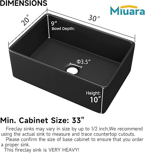 Miniatura 8 de Fregadero negro de granja de 30 pulgadas  Fregadero de cocina con delantal frontal de 30 x 20 x 10 pulgadas, cuenco individual profundo estilo casa