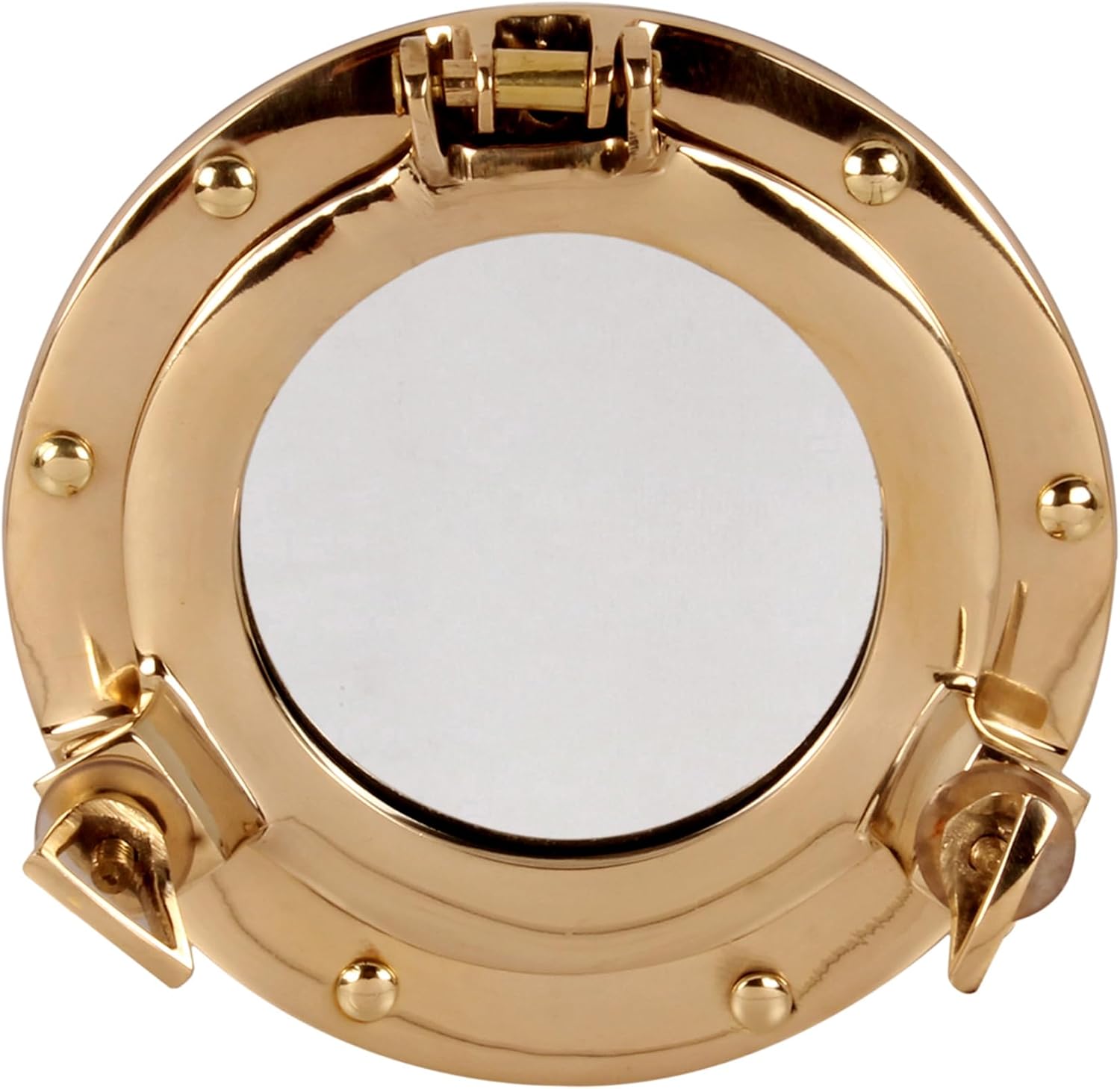 HandcraftedTradingCo 6-Inch Solid Brass Nautical Porthole Mirror - Wall Hanging Ship Window Maritime Decor Gift