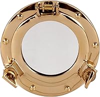 HandcraftedTradingCo 6-Inch Solid Brass Nautical Porthole Mirror - Wall Hanging Ship Window Maritime Decor Gift