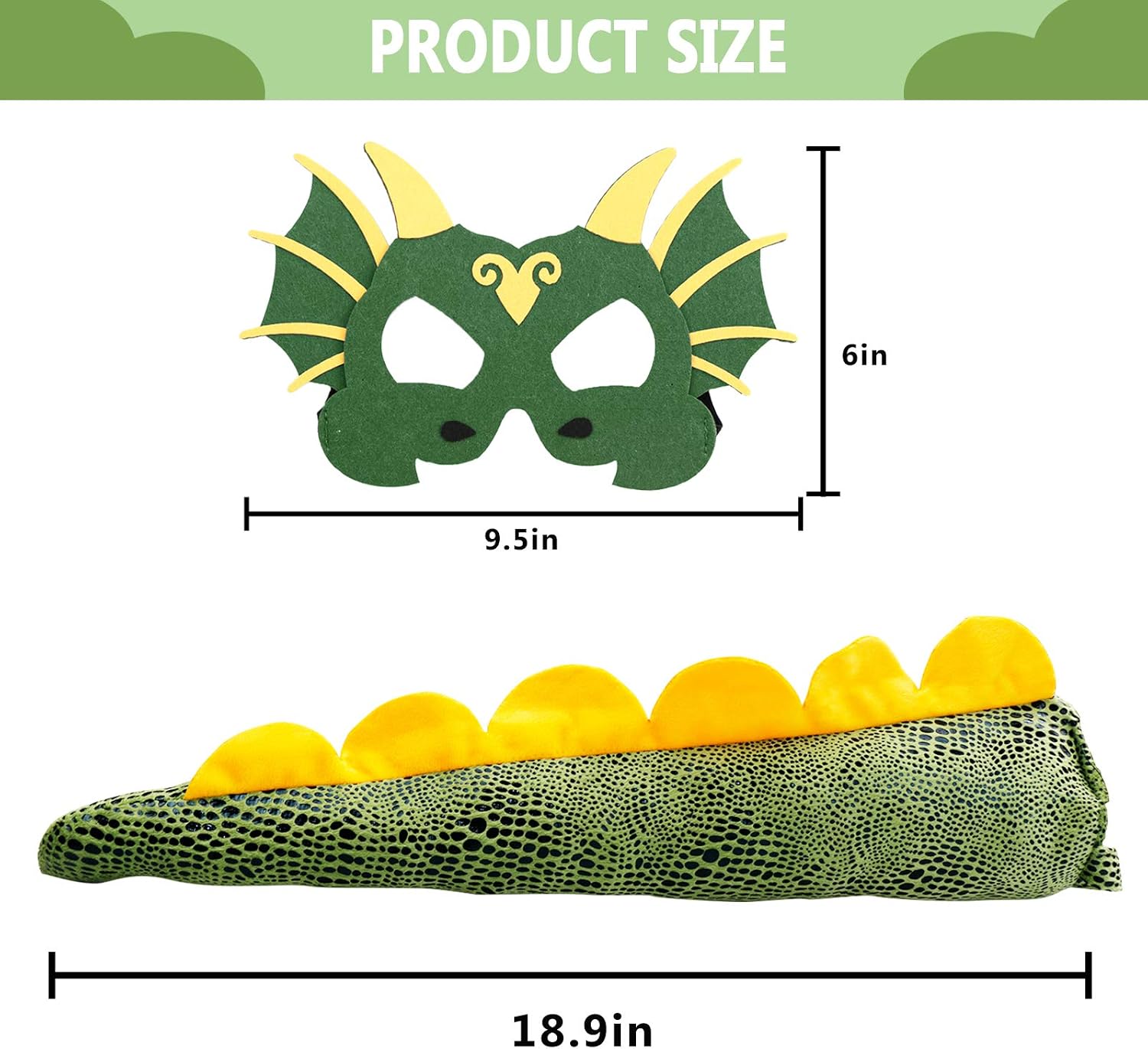 Dinosaur-Tail-Costume for Kids and Dino Mask as Toddler Boys Dress-up Play Dragon Toys Christmas Birthday Gifts