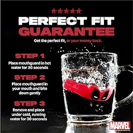 Marvel Characters Sports Mouthguard, Dual Layer Premium Adult and Junior Mouth Guard with Case for Boxing, Basketball, Lacrosse, Football, Hockey and All Contact Sports (Deadpool, Adult (12+ Years))