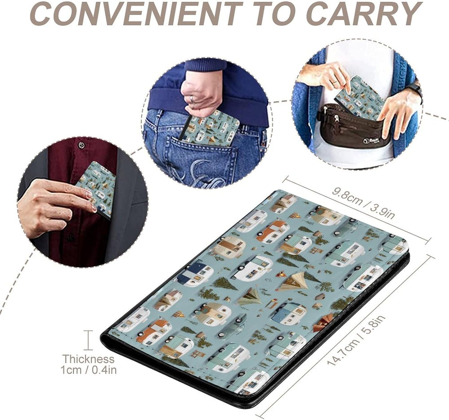 Camper Pattern Travel Passport Holder Passports Protective Cover for Women Men with Card Slots