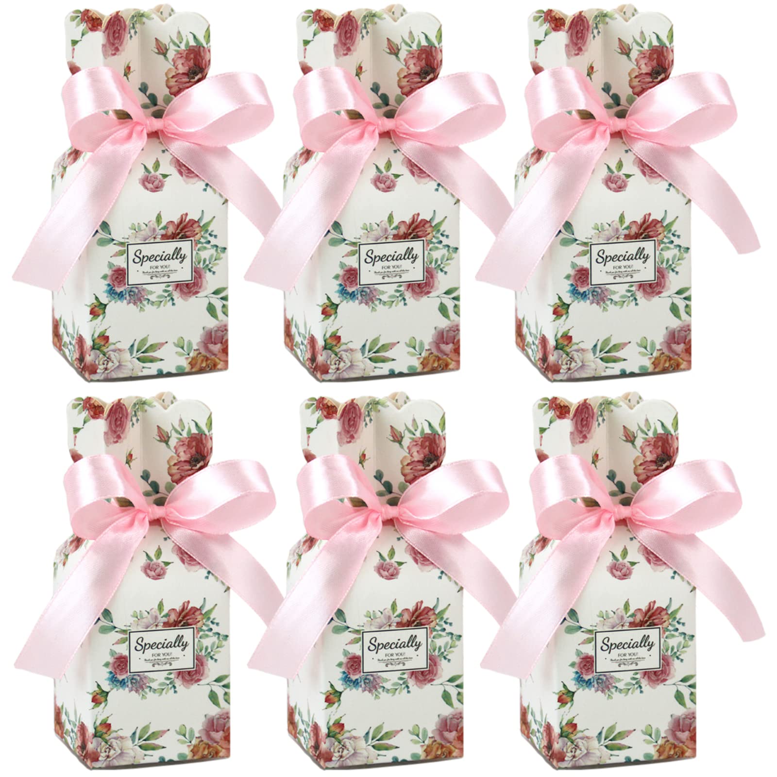 Allbusky 50PCS Paper Candy Boxes - Mori Wedding Favour and Party Gift Treats in Vase Shape With Decorations