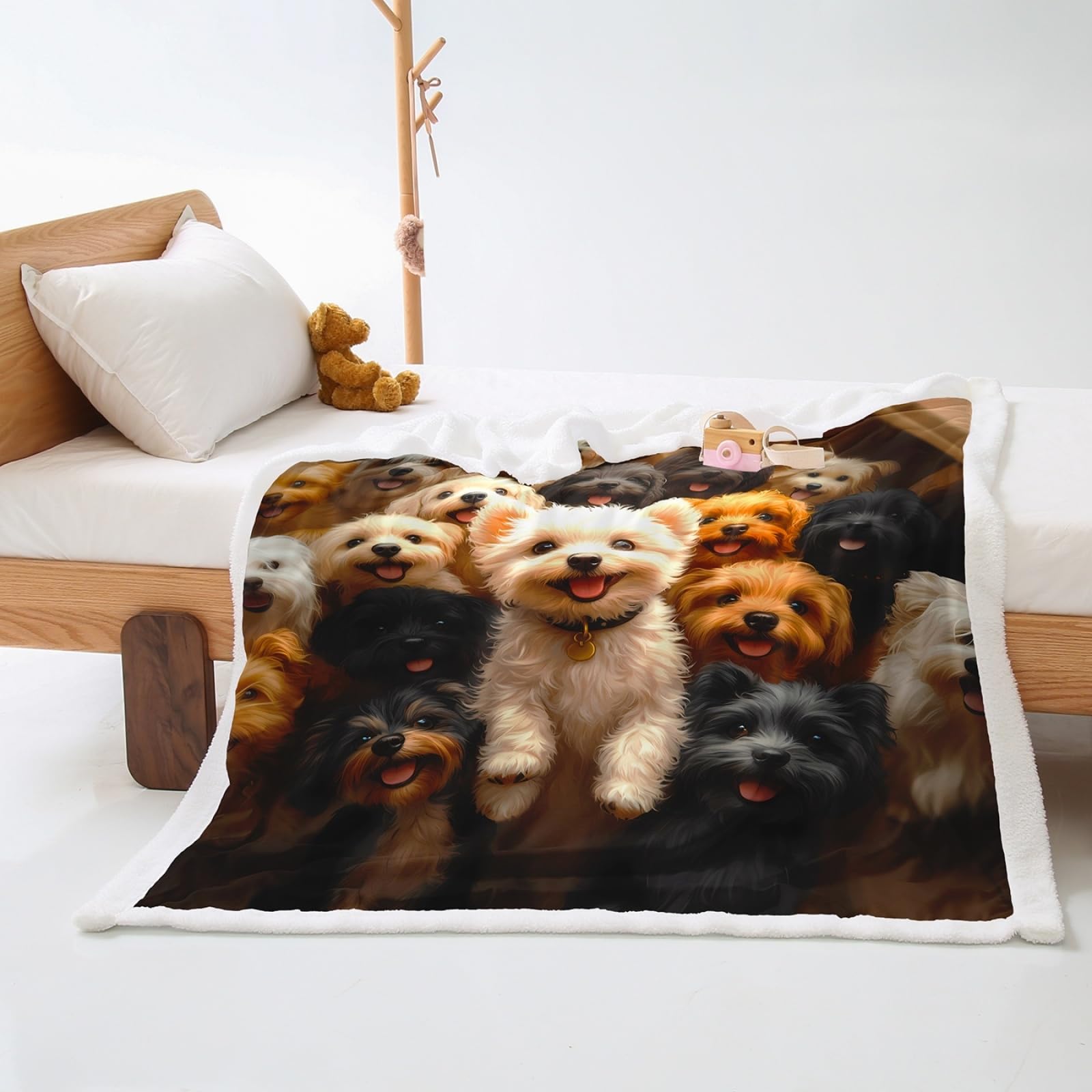 Blanket Black Dog Brown Soft Sherpa Fleece Blankets and Throws Thick Flannel And Lamb Wool Soft Blanket Lightweight Cosy Sofa Throw All Season Blankets for Beds 100x150cm