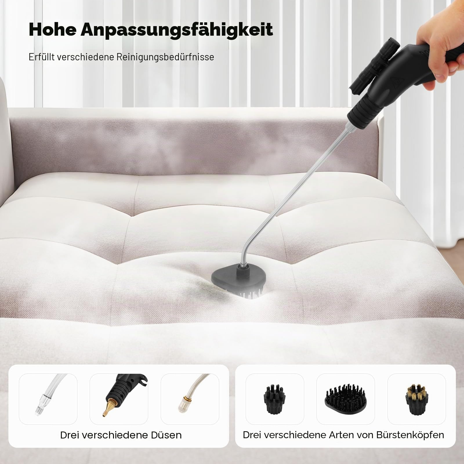 3000W Hochtemperatur Dampfreiniger KFZ Steam Cleaner Reinigungsmaschine Tragbarer Dampfreiniger, Ipx4 Hand Dampfreiniger DampfreinigungsgeräT Zur Reinigung Von Herden Dunstabzugshauben, 3,5 Bar