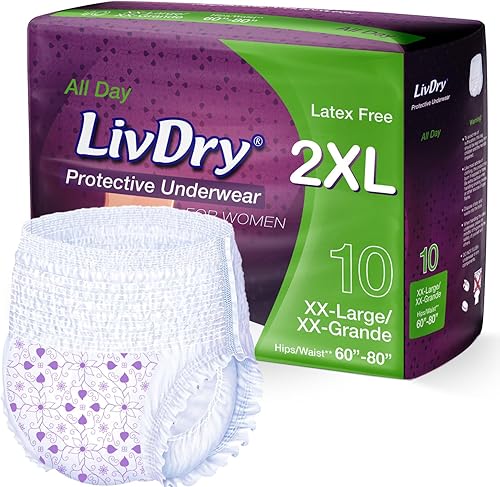 Miniatura 11 de Livdry L - Pañales para adultos para mujer durante la noche, máxima absorción, protección durante todo el día o la noche, talla L (15 unidades)