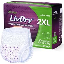 Livdry XXL Adult Diapers Women Overnight, Ultimate Max Absorbency, All Day or Night Protection, Plus Size, XX-Large 10 Count