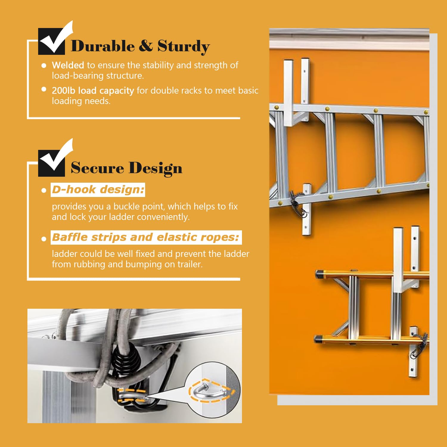 Hicarer 4 Set Ladder Rack For Trailer Enclosed Trailer Ladder Rack ...
