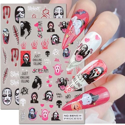 Calcomanías autoadhesivas 3D para decoración de uñas de Halloween, diseño de calabaza y araña, diseño de uñas para mujeres y niñas, decoración de