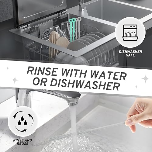 Miniatura 6 de Cepillo de silicona reutilizable, limpiador de pajilla, limpiadores de tubos, cepillo limpiador de paja extra largo para limpiar botellas, pajitas