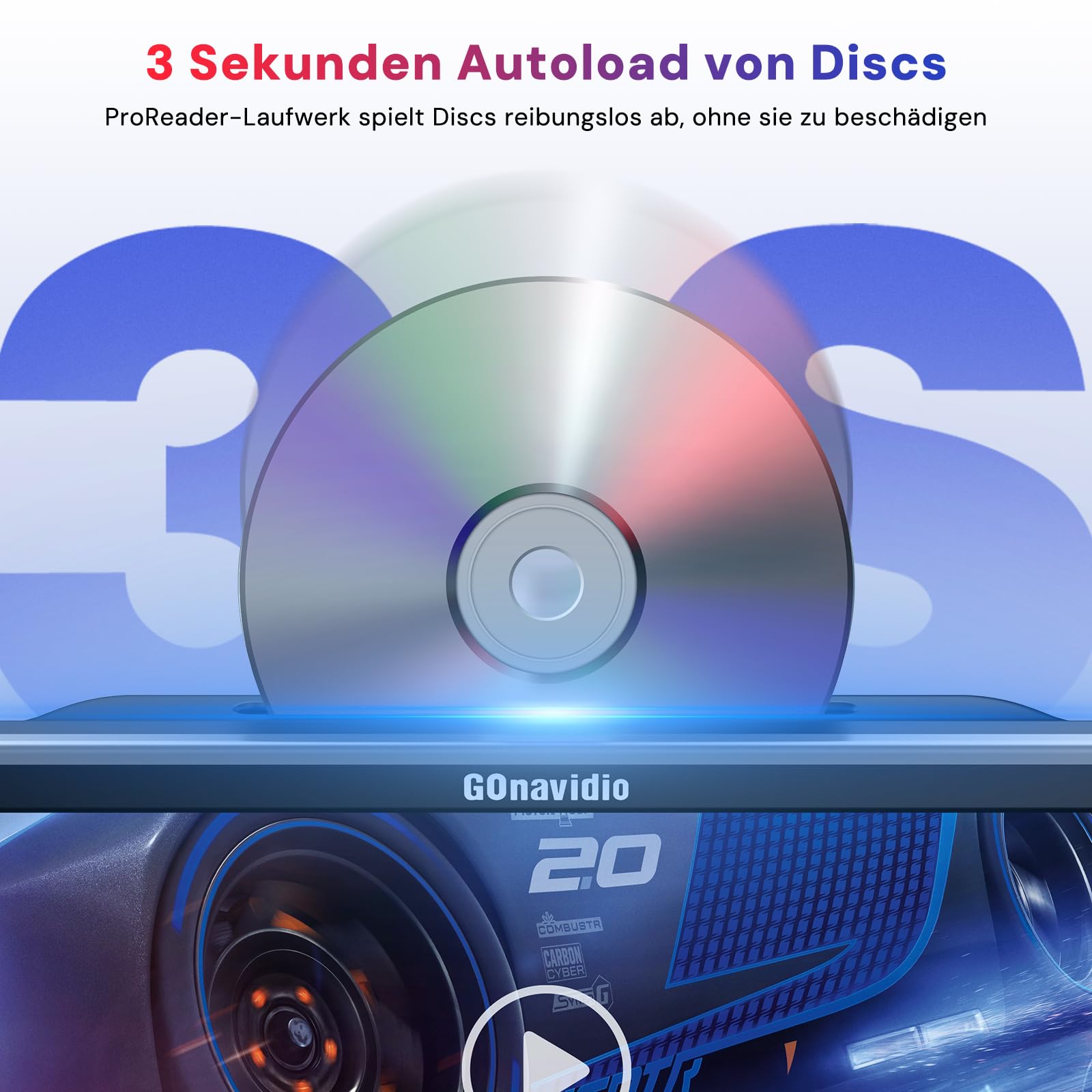 GOnavidio 10,5 Zoll DVD Player Auto Kopfstütze mit HDMI-Eingang, Kopfhörer, Halterung, Auto Fernseher TV Monitor Rücksitz Für Kinder unterstützt Sync Screen, AV EIN- und Ausgang ohne Akku