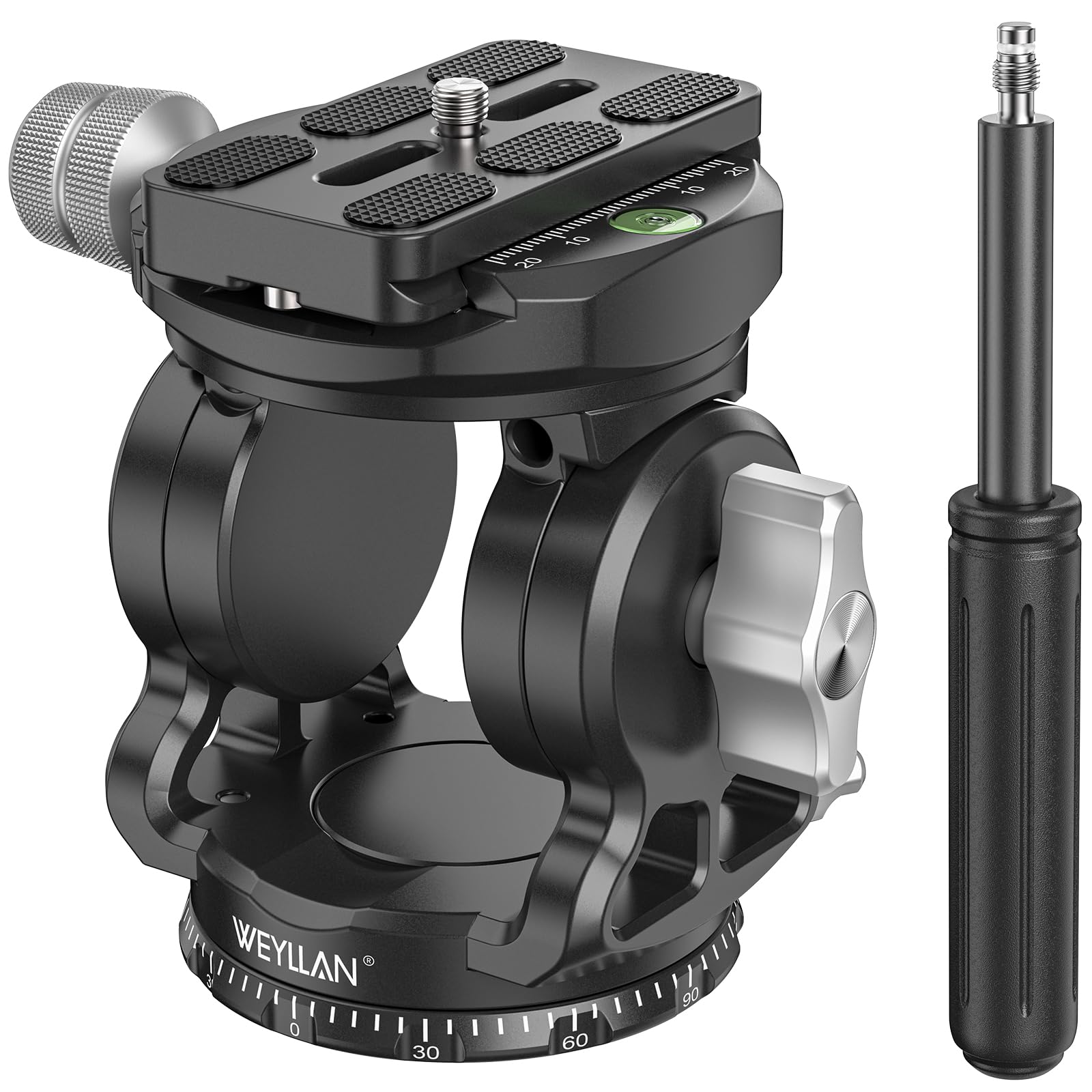 WEYLLAN Tête de trépied VH7 pour appareil photo avec plaque Arca Swiss Quick Release Plate, Fluid Head Trépied pour appareil photo reflex numérique, trépied panoramique en métal, tête fluide, charge